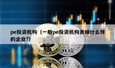 pe投資機構（一般pe投資機構青睞什么樣的企業?）