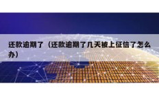 還款逾期了（還款逾期了幾天被上征信了怎么辦）