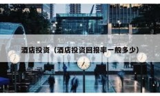 酒店投資（酒店投資回報率一般多少）