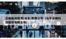 云峰融資租賃(山東)有限公司（山東云峰科技股份有限公司）