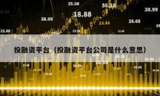 投融資平臺（投融資平臺公司是什么意思）