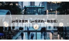 pe投資案例（pe投資的一般流程）