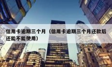 信用卡逾期三個月（信用卡逾期三個月還款后還能不能使用）