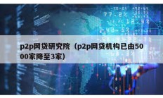 p2p網貸研究院（p2p網貸機構已由5000家降至3家）