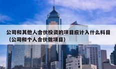 公司和其他人合伙投資的項目應計入什么科目（公司和個人合伙做項目）