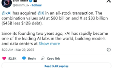 馬斯克宣布xAI收購X：新的千億AI巨頭誕生