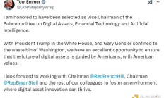 加密貨幣倡導者Emmer被任命為加密貨幣和AI小組委員會副主席