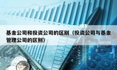 基金公司和投資公司的區別（投資公司與基金管理公司的區別）