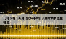 比特幣有什么用（比特幣有什么用它的價值在哪里）