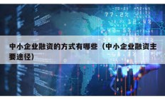中小企業融資的方式有哪些（中小企業融資主要途徑）