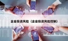 企業(yè)投資風(fēng)險(xiǎn)（企業(yè)投資風(fēng)險(xiǎn)控制）