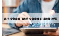 政府投資企業（政府投資企業的錢需要還嗎）