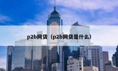 p2b網貸（p2b網貸是什么）