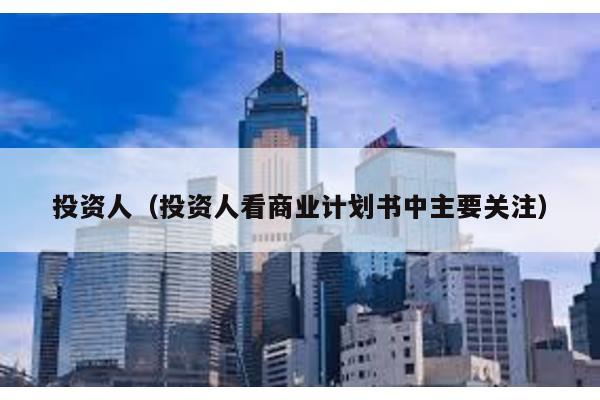 投資人(投資人看商業計劃書中主要關注)