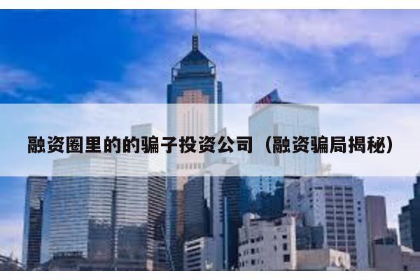 融資圈里的的騙子投資公司(融資騙局揭秘)