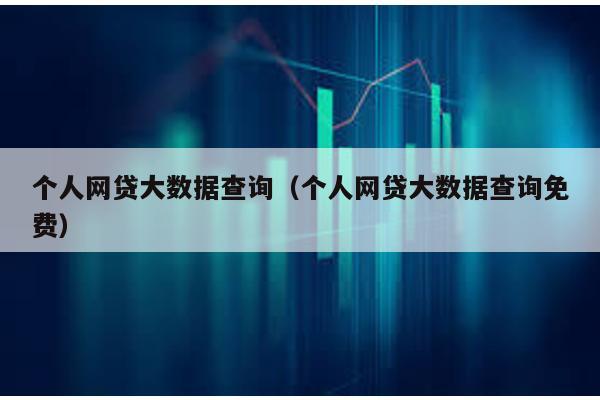 個人網貸大數據查詢(個人網貸大數據查詢免費)